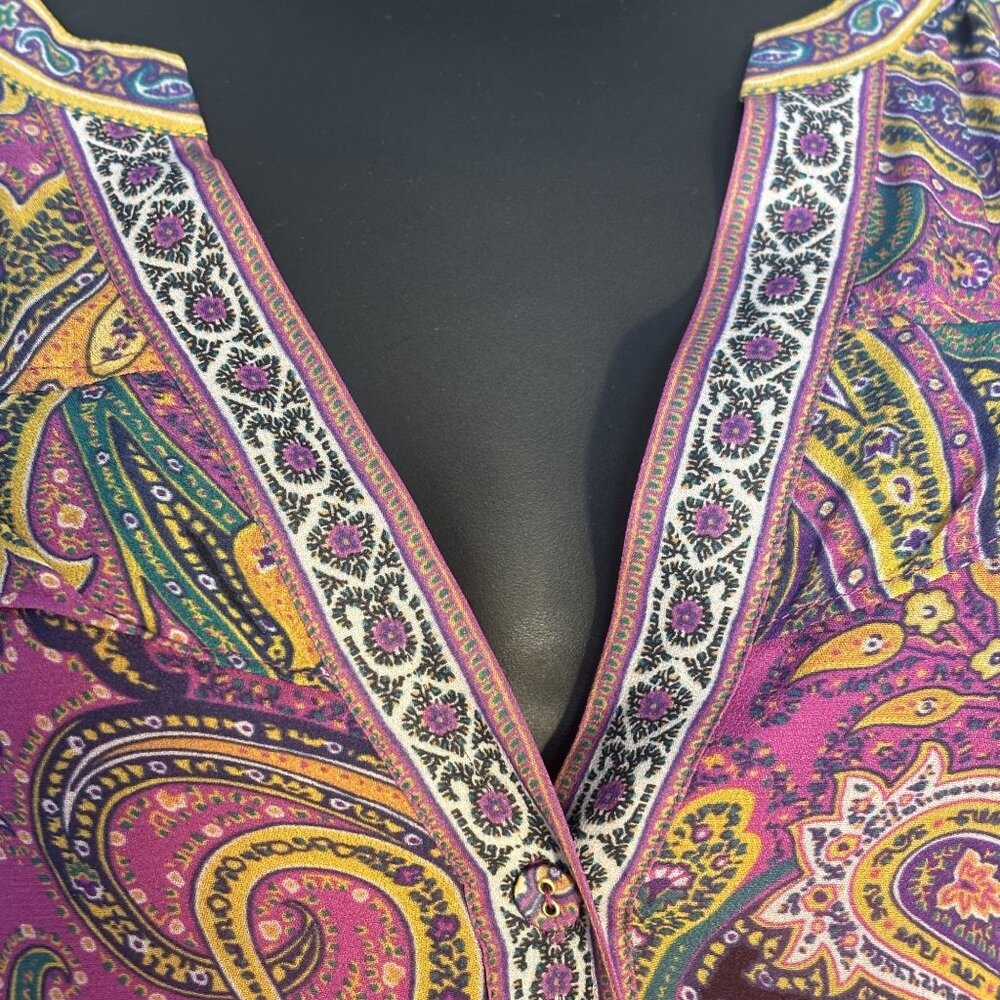 Hale Bob Paisley Print Long Sleeve Belted Dress L - Picture 2 of 13